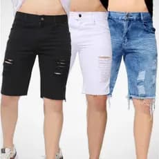 Bermuda Masculina Jeans Colorida Destroyed Rasgada Desfiada Presente Bonito Para Homem Natal Ano Novo