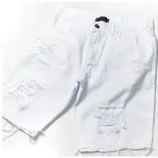 short masculino jeans bermuda rasgada branca para o ano novo