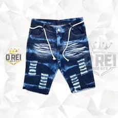 Bermuda Jeans Rasgada Desfiada Destroyed Masculina Tecido De Alta Qualidade e Conforto
