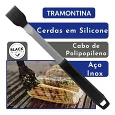 Pincel Cozinha Cerdas Em Silicone Churrasco Black Tramontina Cor Preto