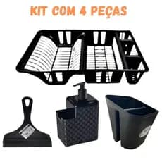 Kit Cozinha Porta Dergentente + Rodo + Escorredor + Porta Talheres