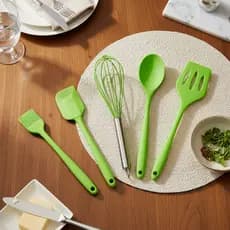 Kit 5 Peças Utensílios de Cozinha Silicone Colher Espátula Fue Espátula Pequena Pincel