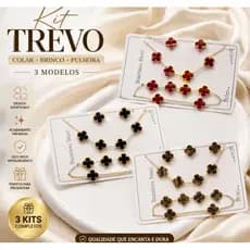 Conjunto de Joias Flor de Pétalas Sortudas em Aço Inoxidável - Colar, Bracelete e Brincos - Presente Unissex