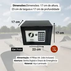 Cofre Digital Eletrônico com Teclado e Chave