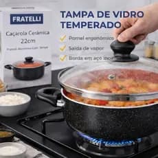 Caçarola Com Tampa revestimento cerâmico 22cm