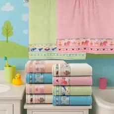 Jogo Kit 2 Toalhas de Banho Infantil 75x120cm Soft Baby Kids de Algodão Meninos Meninas Aveludada Luxo Escola Creche