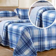 Kit Cobre Leito Luxo Premium Bordado Dupla Face Porta-Travesseiro Solteiro Casal Queen King Colcha Para Cama Box Percal