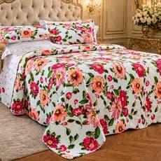 Cobre Leito King Roupa De Cama 3 Peças Luxo Matelado Dupla Face Elegante Florida Toque Aveludado