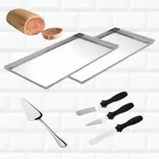 Kit Confeiteiro Formas Rocambole Bolo De Rolo 30x15 + Espatulas