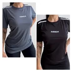 kit com duas camiseta feminina panda para treino/corrida/academia com proteção uv