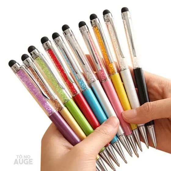 Caneta Touch Screen Diamante Cristal Luxo Escrita Macia Fofo