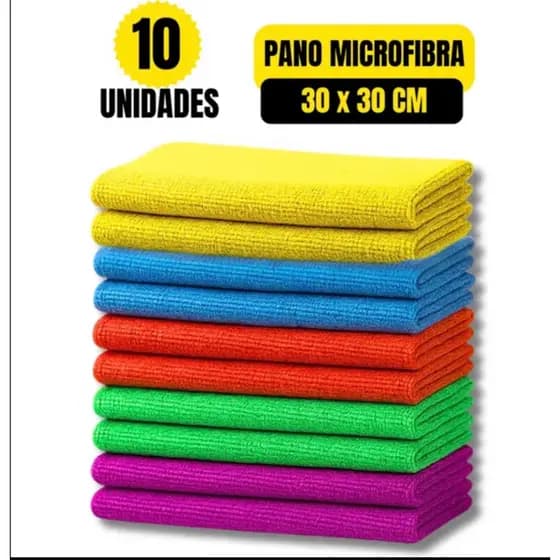 Kit 10 Pano de Microfibra para Limpeza Tamanho 30x30
