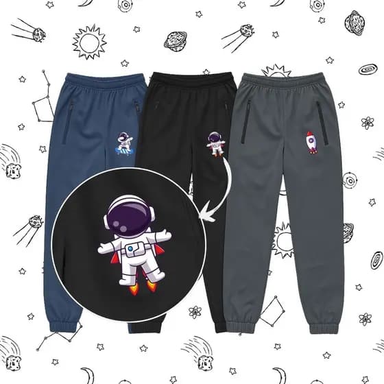 Kit 2 e 3 Calça ASTRONAUTA  de 2 Ao 16 ANOS Infantil Juvenil Criança Bebe Bolso E Ziper Menino Escola Creche