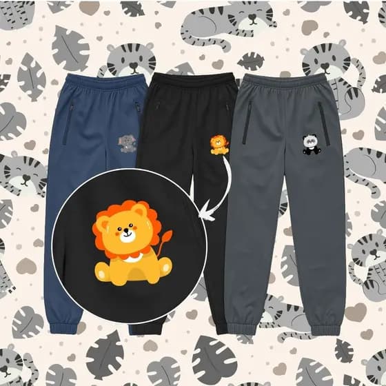 Kit 3 Calça de 2 Ao 16 ANOS SAFARI Infantil Juvenil Criança Bebe Bolso E Ziper Menino Escola Creche