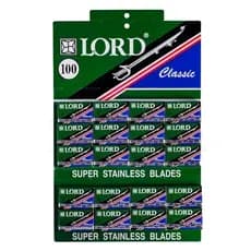 Lâmina de barbear Lord Classic verde kit com 10 cartelas com 100 lâminas inteiras
