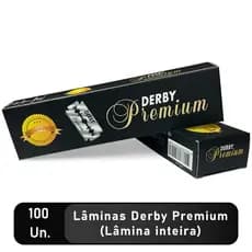 Lâmina Derby premium 3 tubos com 100 lâminas inteiras totalizando 300 unidades