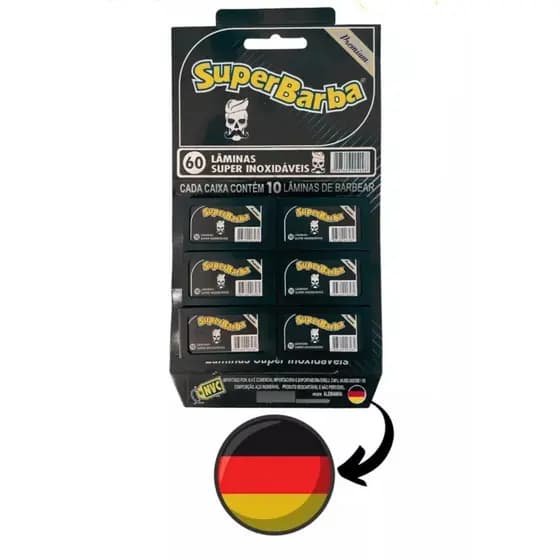 Lâmina de Barbear Super Barba Black da Alemanha original nova kit com 10 cartelas com 60 lâminas