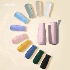 Mini Guarda-Chuva de bolso UPF50+ Super Compacto!Para Sol e Chuva, Lindas Cores com Estojo
