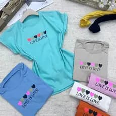Blusinha Básica Baby Look Camiseta Viscorycla Estampa Coração E Love