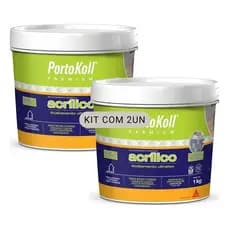 Kit 2 Rejunte Acrilico Portokoll Premium 1KG Cinza Platina