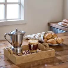 Bandeja Madeira Pinus com Alça Coração para Café da Manhã Cesta Servir Café Chá