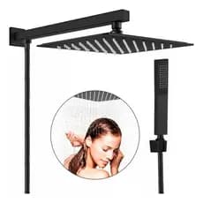 Chuveiro Ducha Slim 30x30 Quadrado Desviador Inteligente Metal Preto Fosco Completo Ducha Higiênica