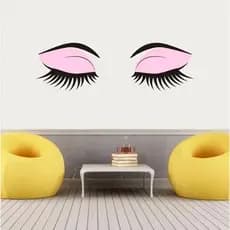Adesivo De Parede Olhos Cilios Sombra Rosa