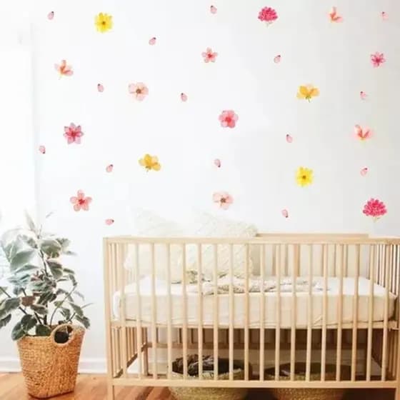 Adesivos De Parede Infantil Flores Aquarela Pétalas Menina