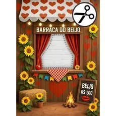 Painel Retangular Para Recortar em Lona Arraiá Barraca Do Beijo