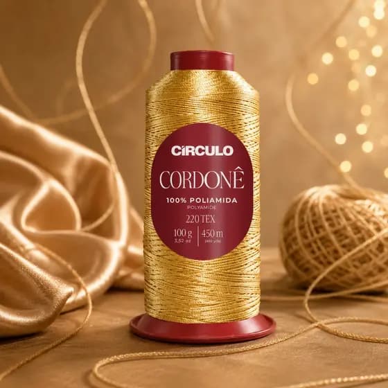 Fio Cordonê Circulo 100g 450m Macio Cores Vibrantes 100% Poliamida Crochê Artesanato Macramê Brilho