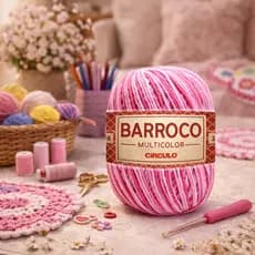 Barbante Barroco Multicolor 6 200g Fio Círculo Crochê Tricô Artesanato Colorido Algodão Decoração