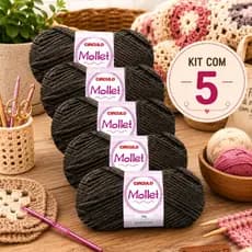 Kit 5 Novelos de Fio Mollet 100g Círculo 100% Acrílico Crochê Tricô Artesanato Decoração Versátil