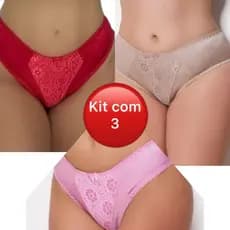 kit com 3 Tangão Calça Tanga Lycra Rosset Rossete Forrada