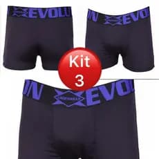 Kit com 3 Cueca Box Boxer Plus Size Adulto de Microlight com Elástico 50 milímetros reforçado.