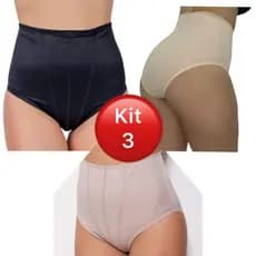 Kit com 3 Calcinhas Calçola Cinta Modeladora Cetinete Rosset Rossete