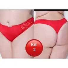 Kit com 2 Tanga Fio Dental Plus Size Romantic Microlight Premium Microfibra