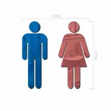 Espelho Decorativo Sinalização Banheiro Masculino Feminino Acrílico Azul/ Rose