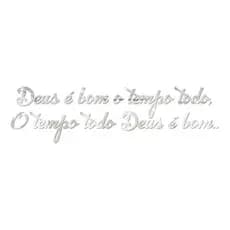 Espelho Decorativo Frase "Deus é Bom o Tempo Todo" Acrílico Prata