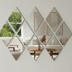 Kit 10 Losangos Espelho Decorativo Acrílico Prata