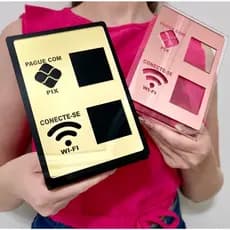Placa Pix e Wifi Display Mesa Balcão Atendimento Recepção