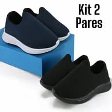 Kit 2 Pares Tênis Infantil Escolar Menino e Menina Calce Facil Confortável