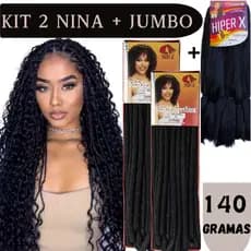 Kit 2 Cabelo Nina Softex Original + 1 Jumbo Super Hiper X Para Tranças Box Braids Boho e Fulani