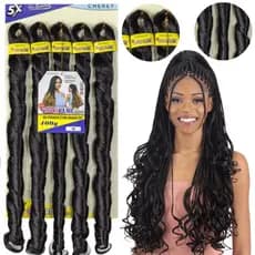 Cabelo Pontas Onduladas Para Trança French Curl Fibra Premium Box Braid Twist 400g 60cm 5x Pacotão Cherey Promoção