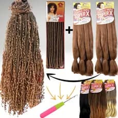 Kit 2 Pacotes Jumbo Super X + Nina Gypsy Braids + Agulha Cachos Chochet
