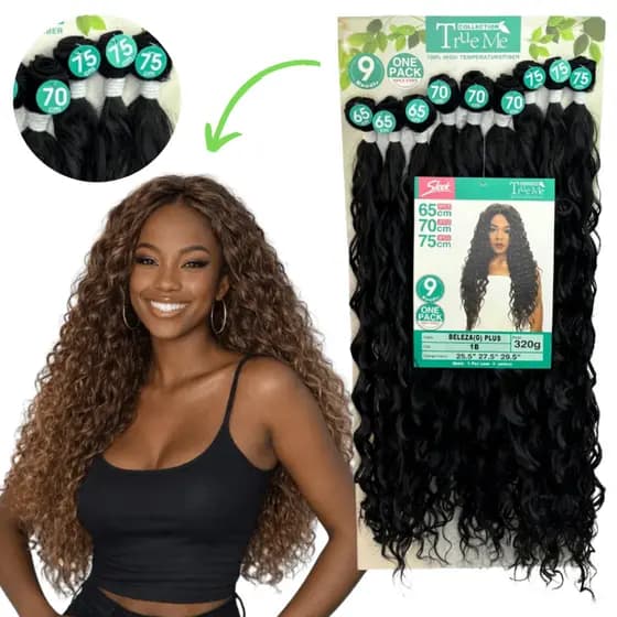 Cabelo Orgânico Cacheado Beleza G Plus Rebecca Sleek Human Hair 75cm 320g
