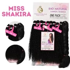 Cabelo Cacheado Modelo Miss Shakira Bio Natural Freedom&Love 380g 65cm + Jumbo Braid Idêntico Ao Humano