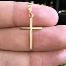 Pingente Cruz Palito Lisa Banhado a ouro 18k Masculino /  Feminino Folheado