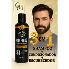 Shampoo e Condicionador e Escurecedor De Cabelos Brancos Grisalhos 3 em 1 250ML  - 01 UNIDADE