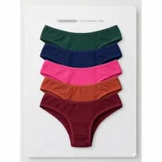 Kit 5 Calcinha Adulta Feminina Lisa Cotton Algodão com Elastano Tanga Confortável Macia