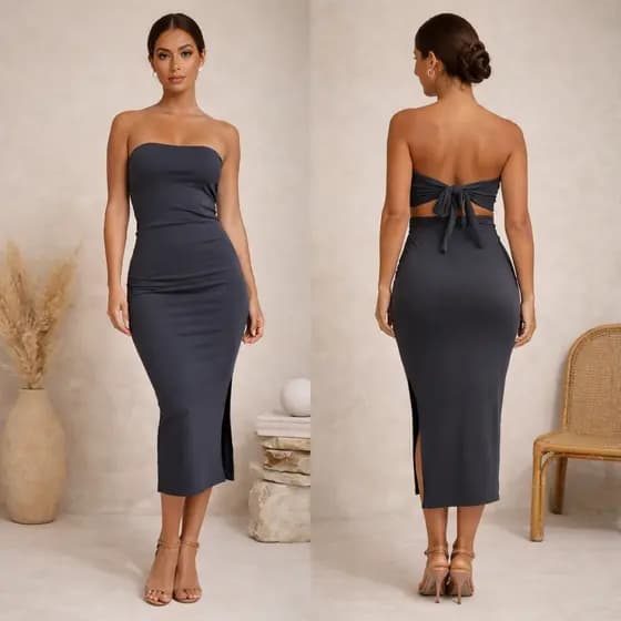 Vestido Longo Feminino Ribana Tomara que Caia Verão com Amarração Nas Costas